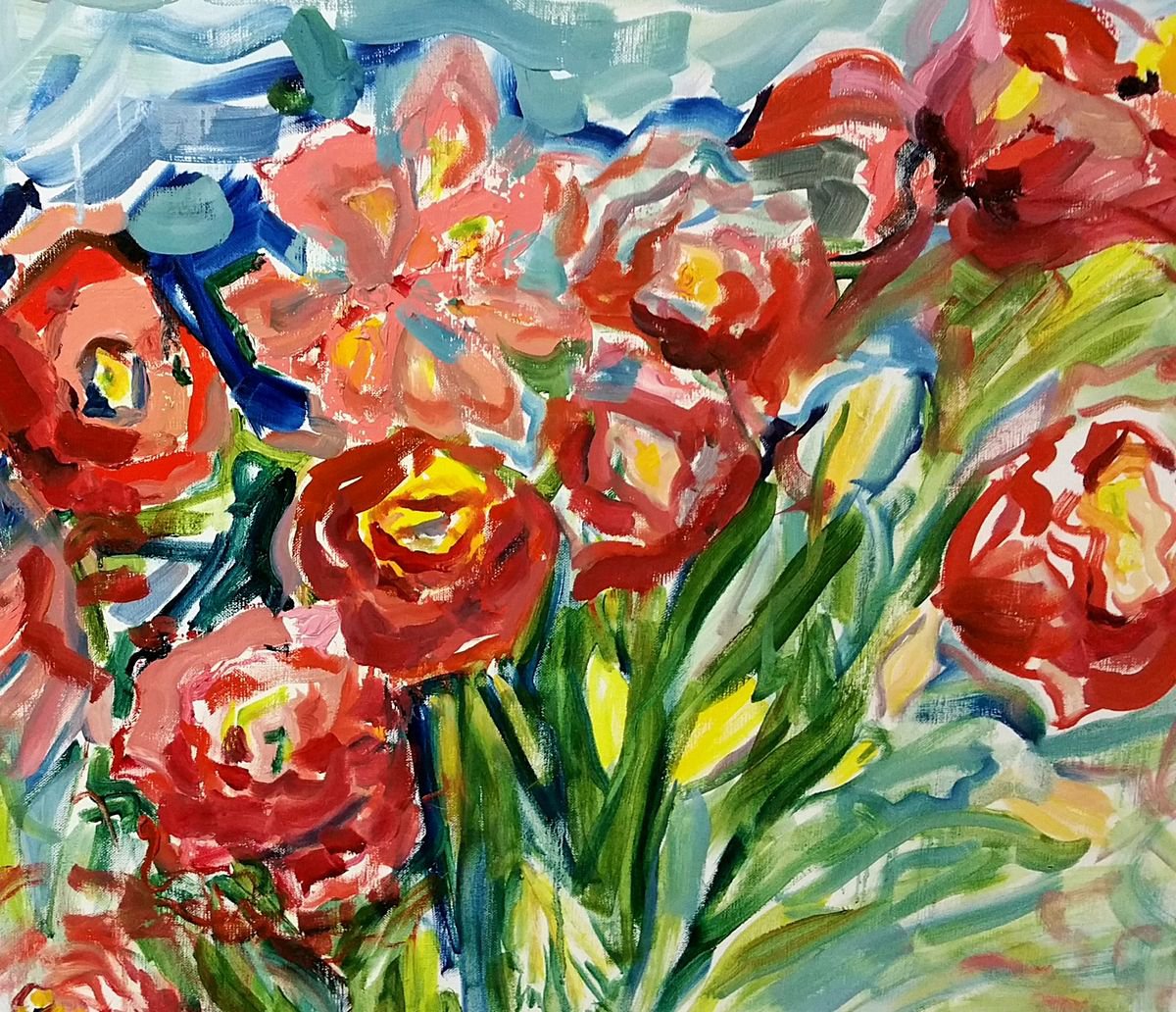 Abstract Flowers Spring Roses And Tulps Tulipes Abstract Flowers Spring Roses And Tulps Tulipes