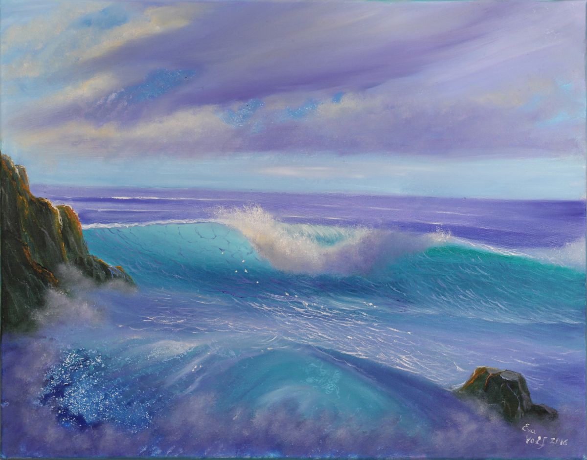 Awakening, Ocean Wave Painting, Seascape Oil Painting on