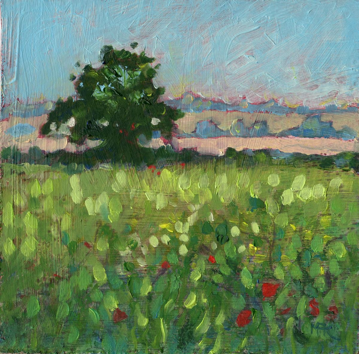English Countryside. Small Oil Painting Oil painting by ...