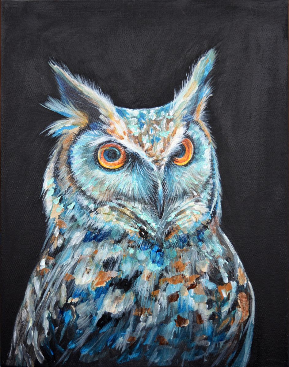 Great Horned Owl (2017) Acrylic painting by Olga Pankova ...