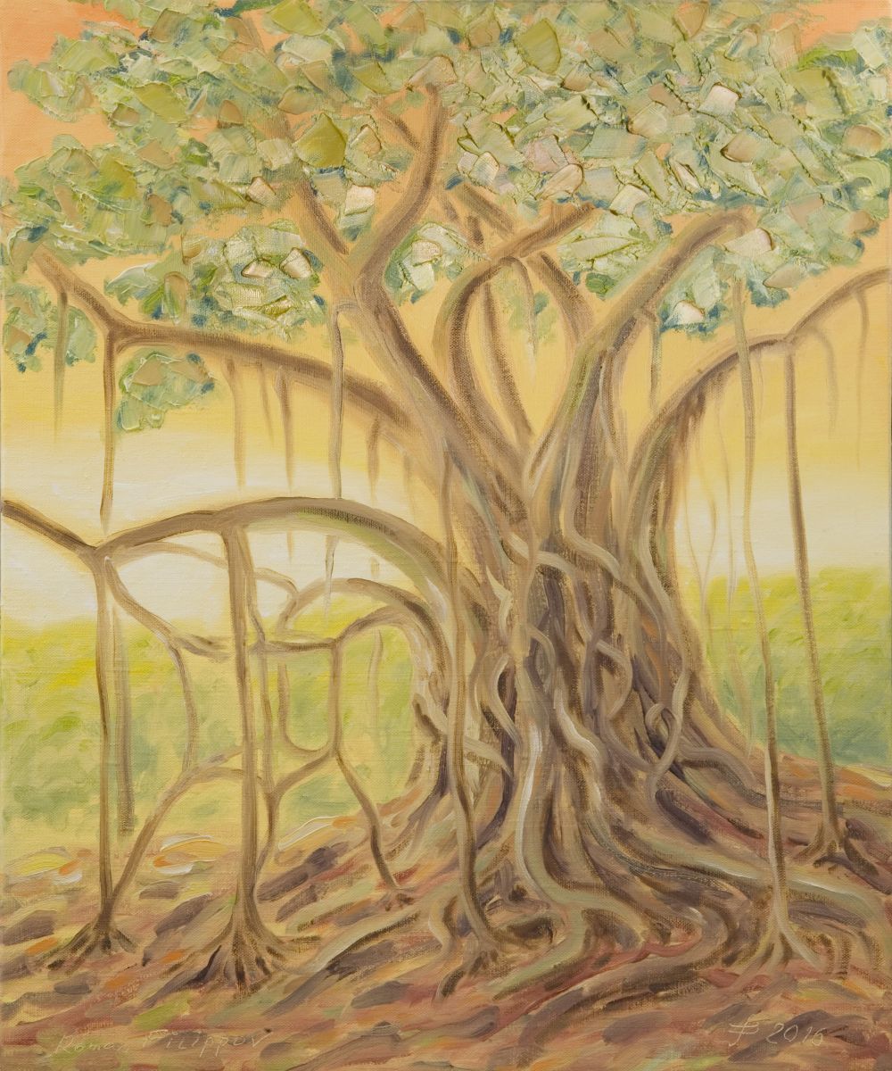 Sacred banyan tree (2016) Oil painting by Roman Filippov ...