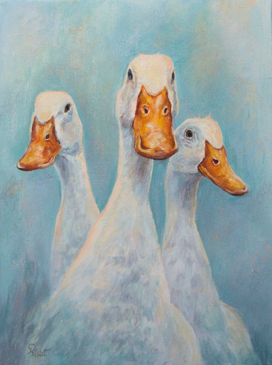 Haddenham Ducks (2016) Acrylic painting by Ruth Aslett Artfinder