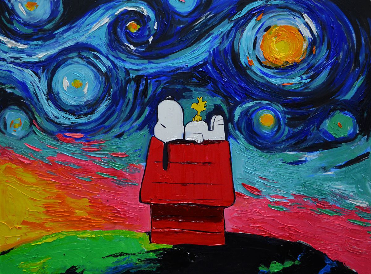 messaging cloud f Oil by OLEKSANDR oil (2016) painting Snoopy painting