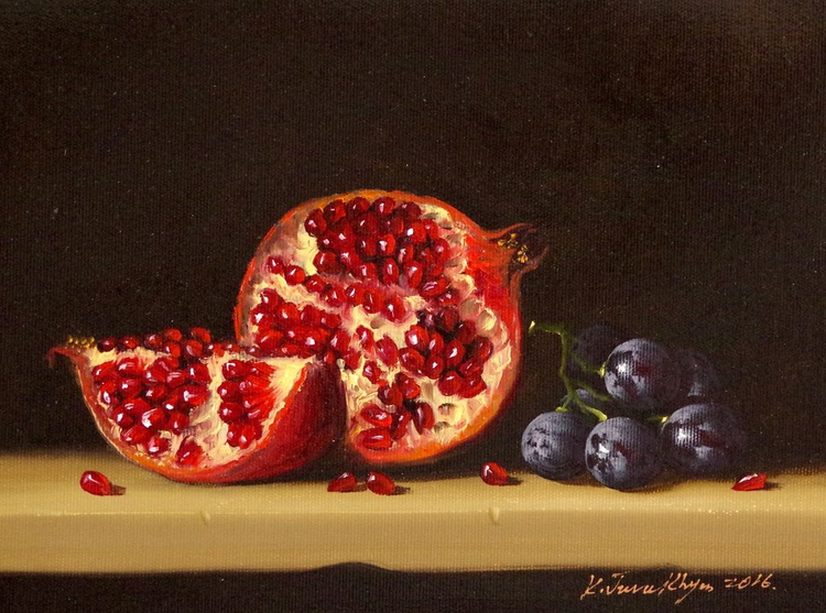 Still Life, Fruits, Pomegranate, Original oil Painting, Classic Art, Handmade painting, One of a ...