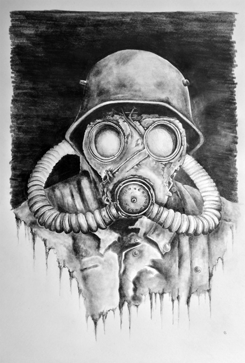 Gas Mask PENCIL AND GRAPHITE DRAWING ON PAPER (2015