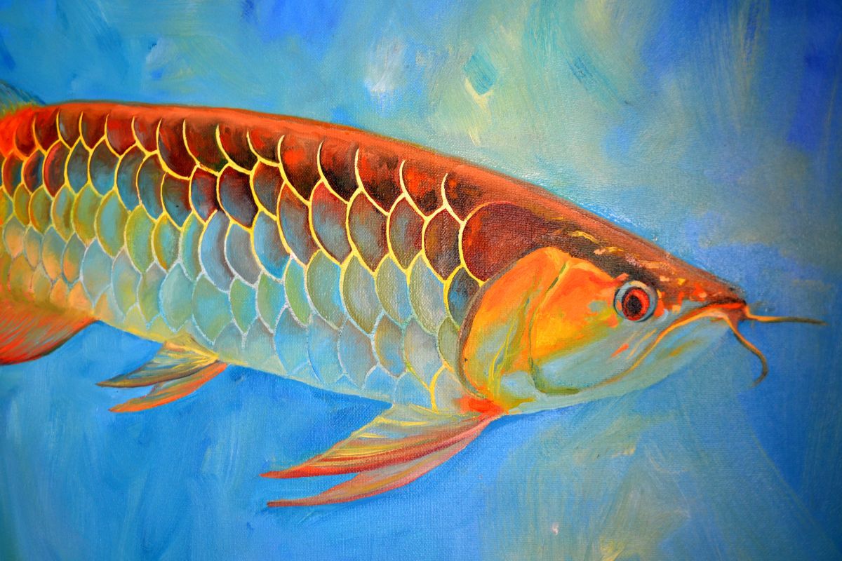 Golden arowana 2022 Oil painting by Anna Sidorova 