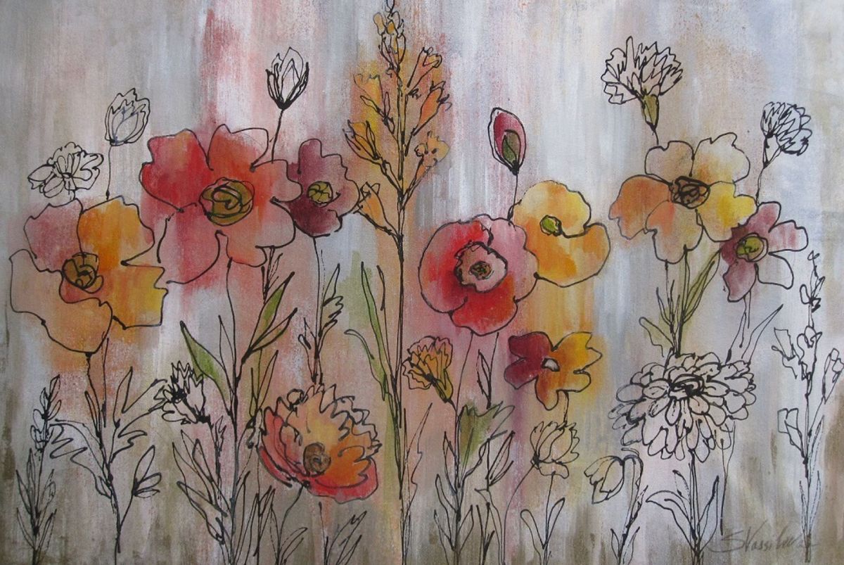 Contemporary Botanical (2015) Mixed Media painting by Silvia Vassileva